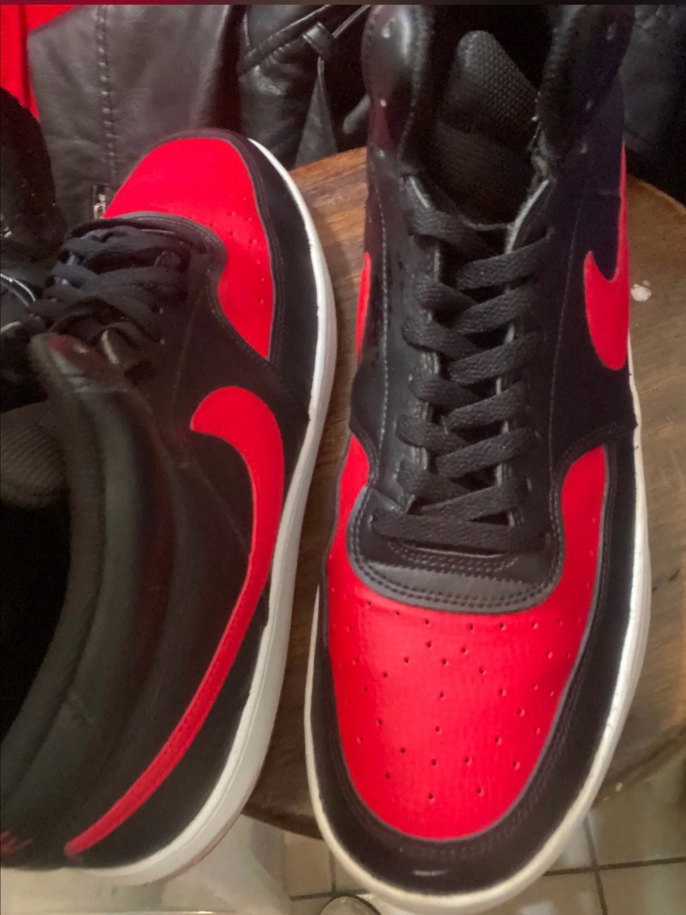 Nike Black and Red High-Top Sneakers
